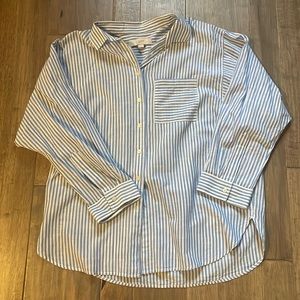 Loft blue and white button down dress shirt. Size small. Worn once!